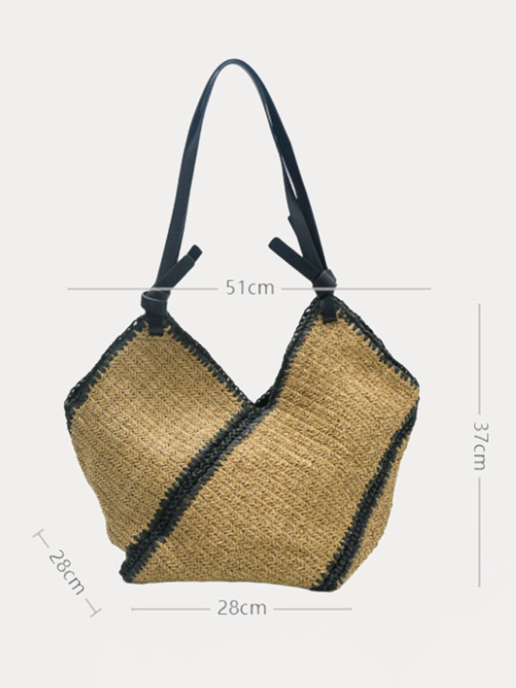 Vacation-Ready Large Capacity Woven Tote Bag