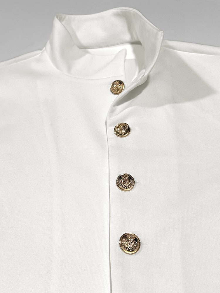 Military-Inspired Button Detail Matching Set