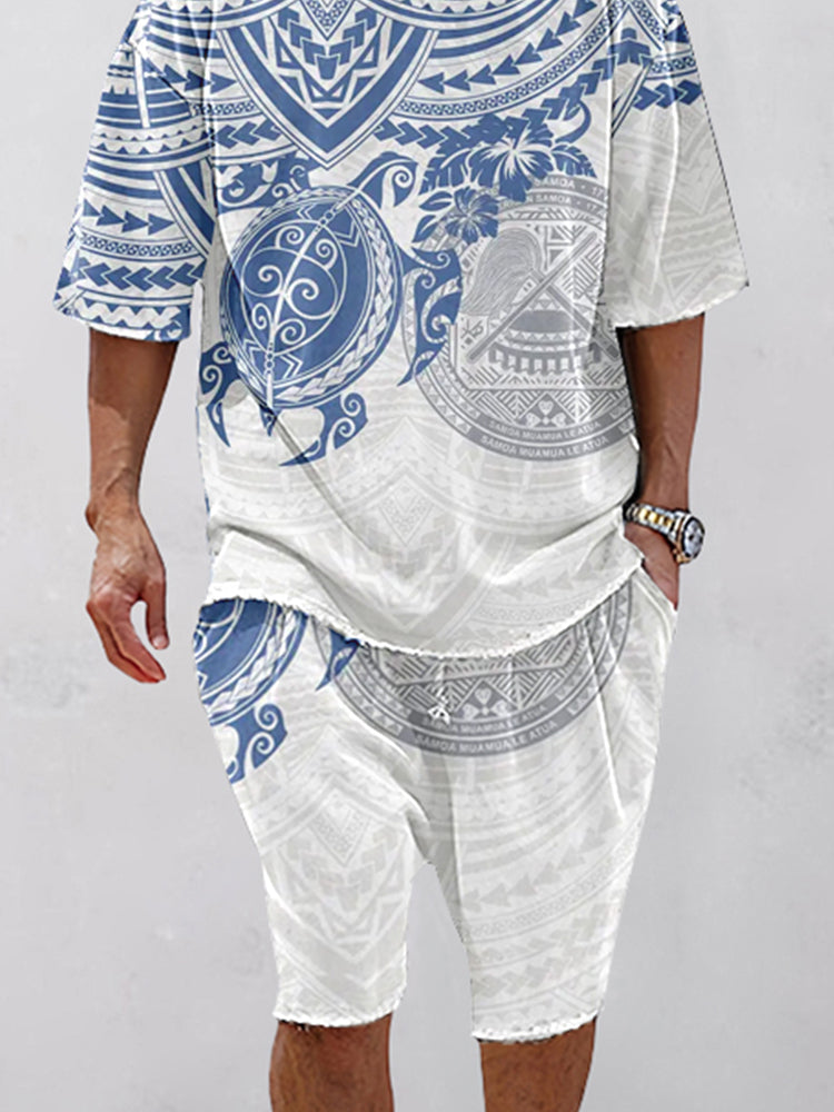 Casual Unique Printed T-Shirt Shorts Set