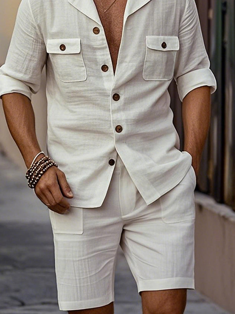Lightweight Cotton Suit Jacket Shorts Set