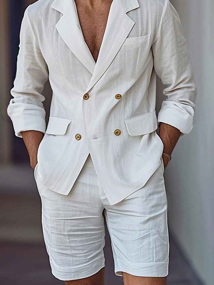 Leisure Elegant Cotton Blazer Shorts Set