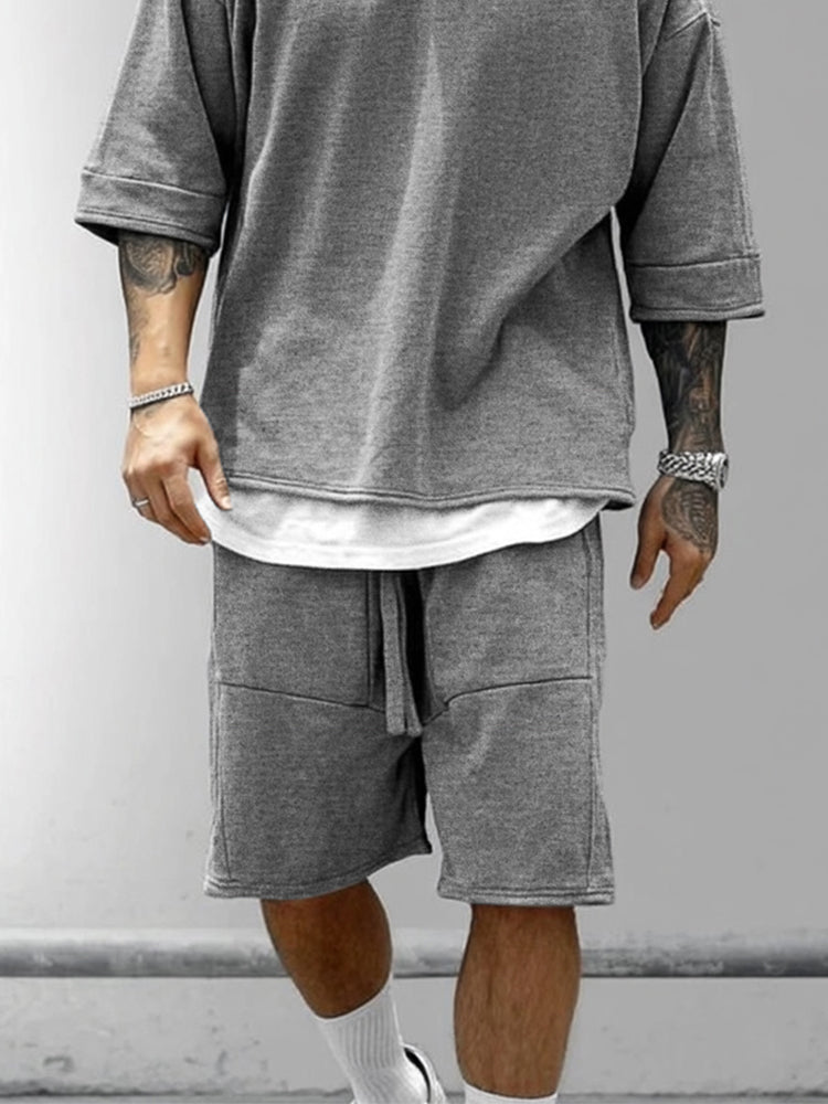 Relaxed Stylish Fake 2-Piece T-Shirt Set