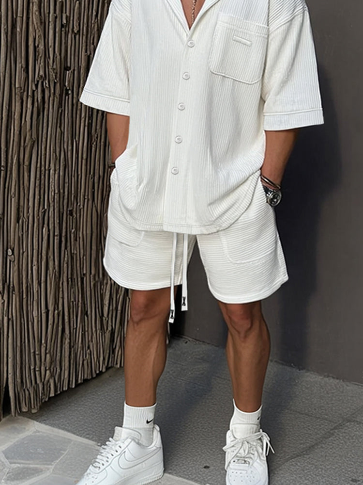 Stylish Striped Textured Casual Set