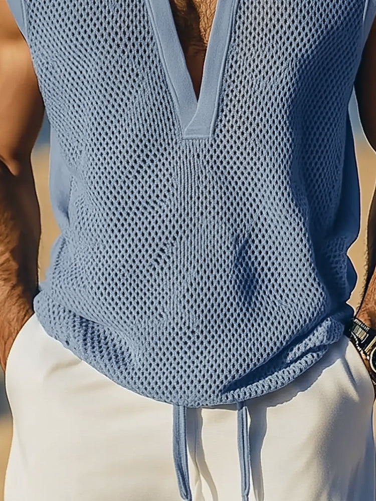 Stylish Hollow Mesh Sleeveless Top