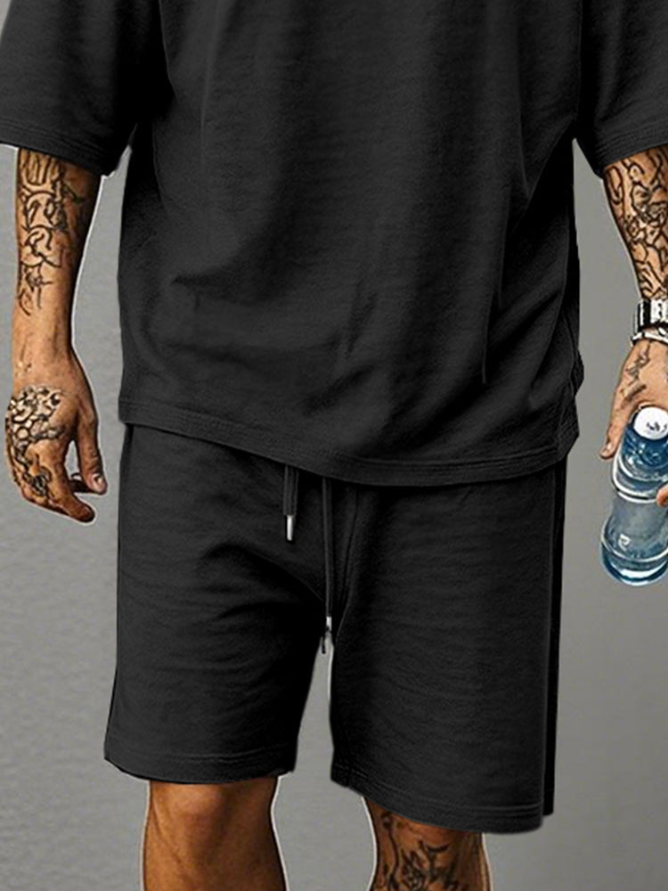 Casual Relaxed Embroidered T-Shirt Set