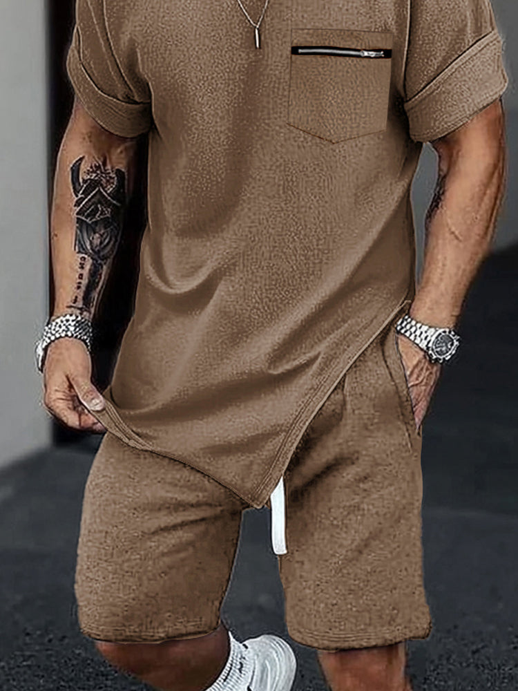 Casual Irregular Hem T-shirt Shorts Set