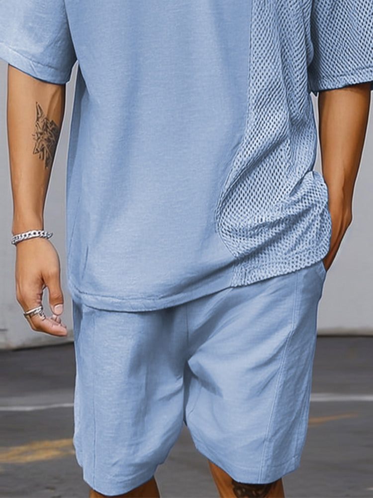 Casual Mesh Patchwork Sports Set