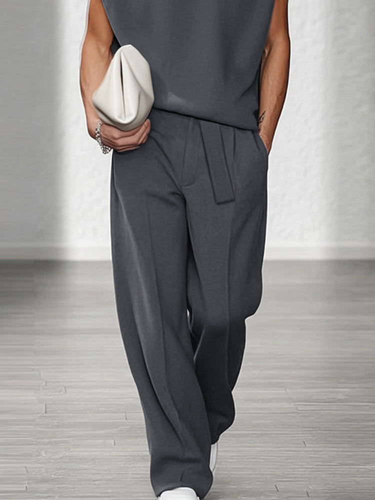 Urban Casual Shoulder Pad Tank Top Set