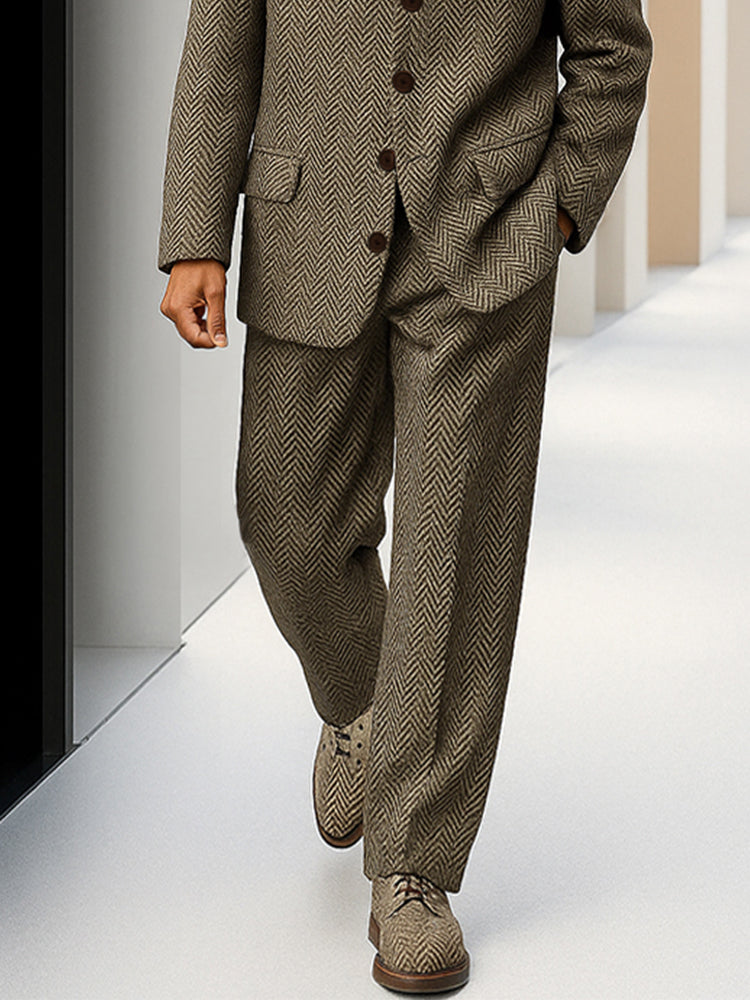 Vintage Herringbone Tweed Matching Set
