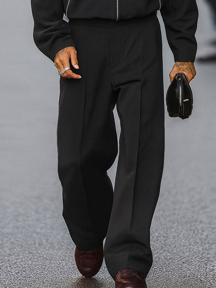Stylish Contrast Stitch Jacket Pants Set