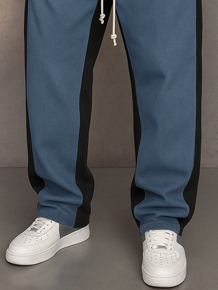 Suede Loose Fit Contrast Color Pants