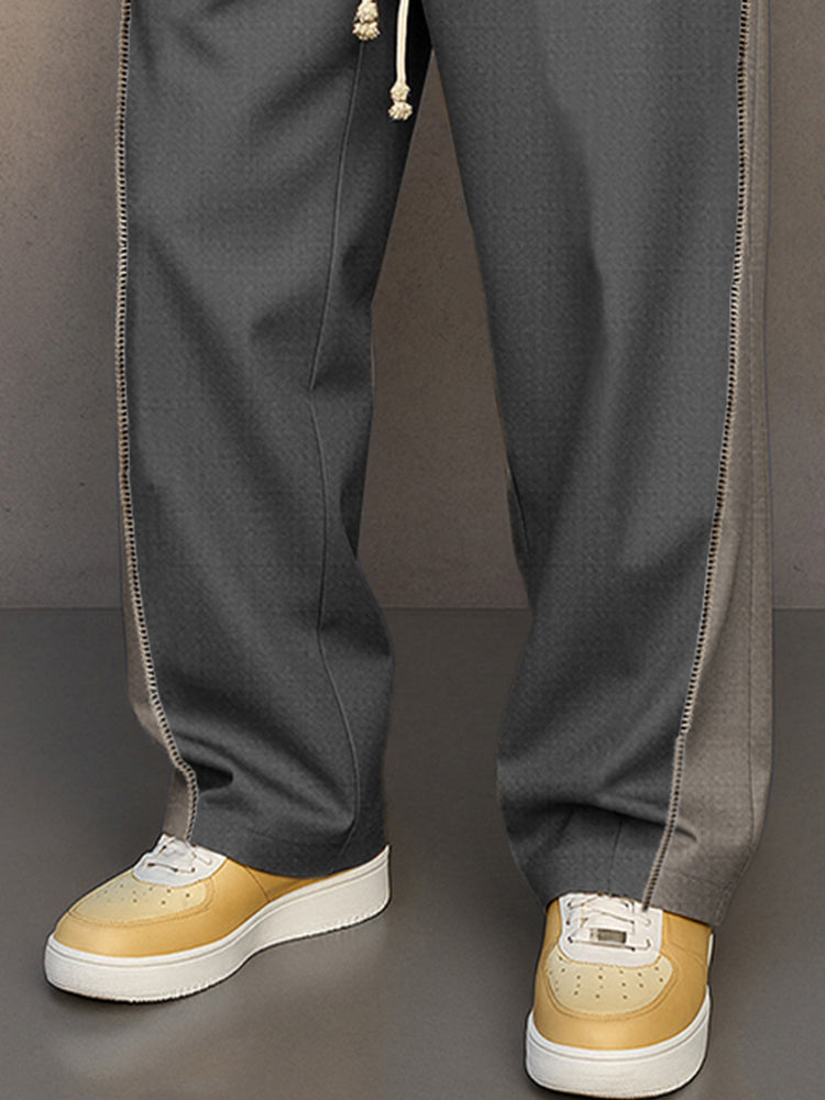 Casual Colorblock Side Zipper Accent Pants