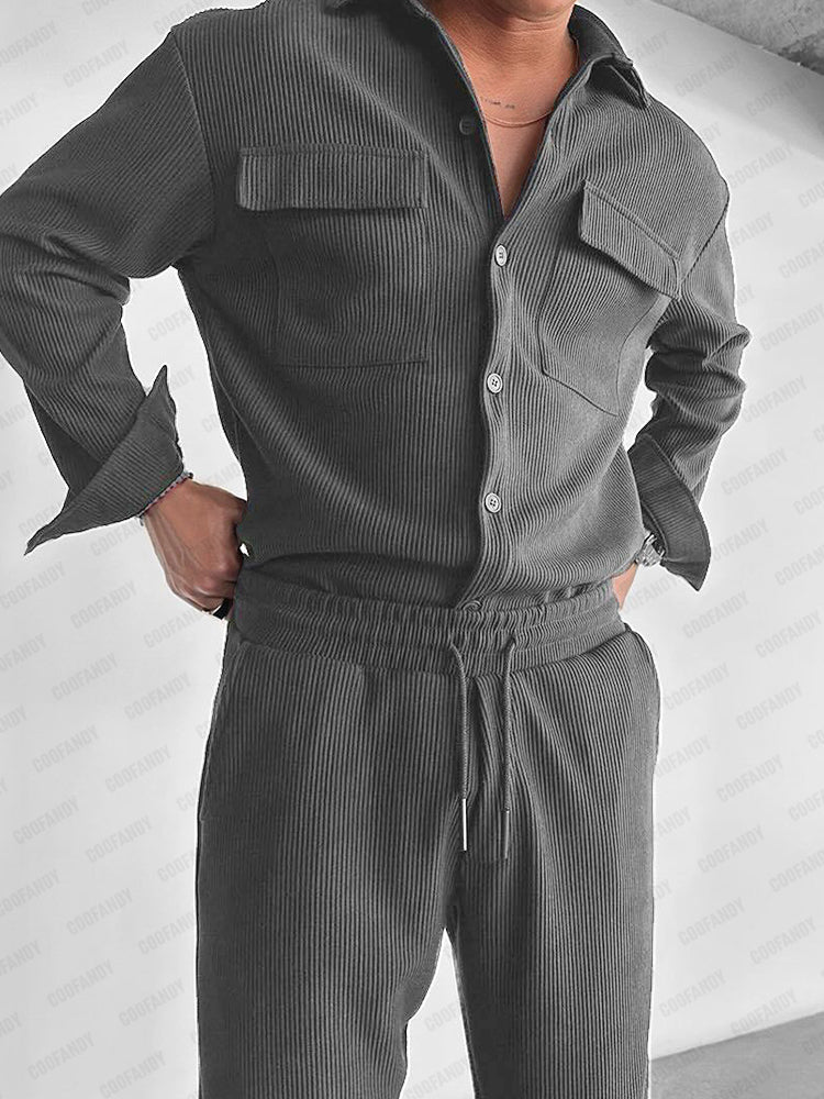 Classic Corduroy Shirt Pants Matching Set