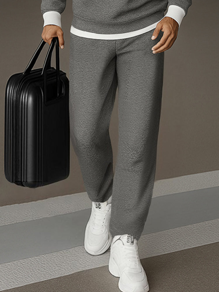 Sporty Contrast Trim Polo Sweatshirt Set