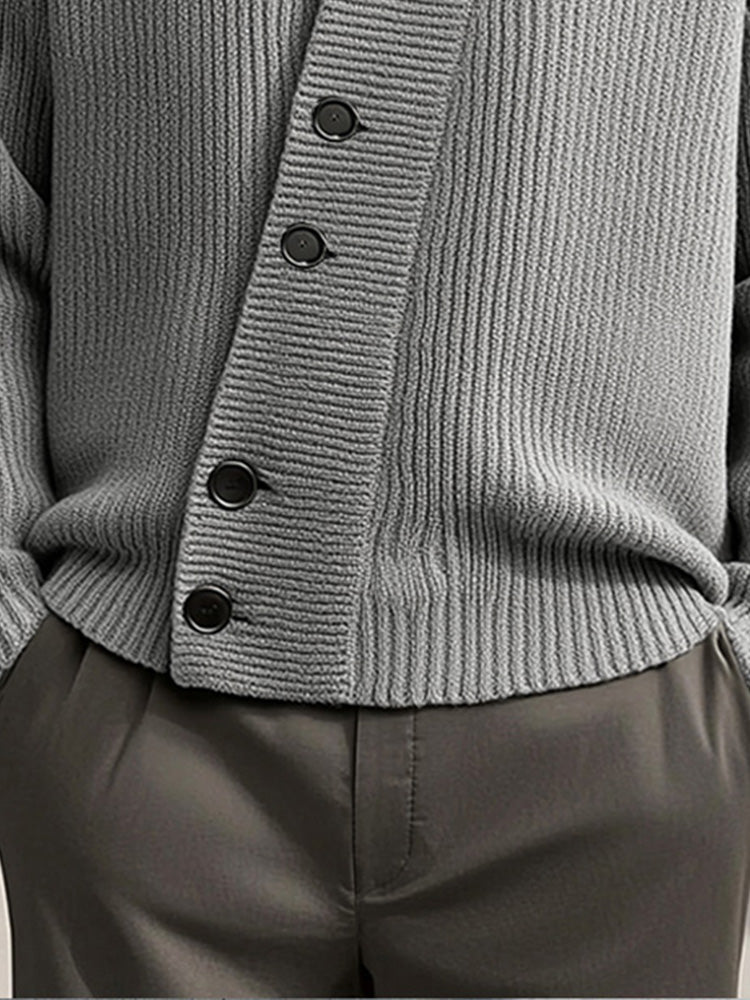 Modern Asymmetric Placket Knit Cardigan