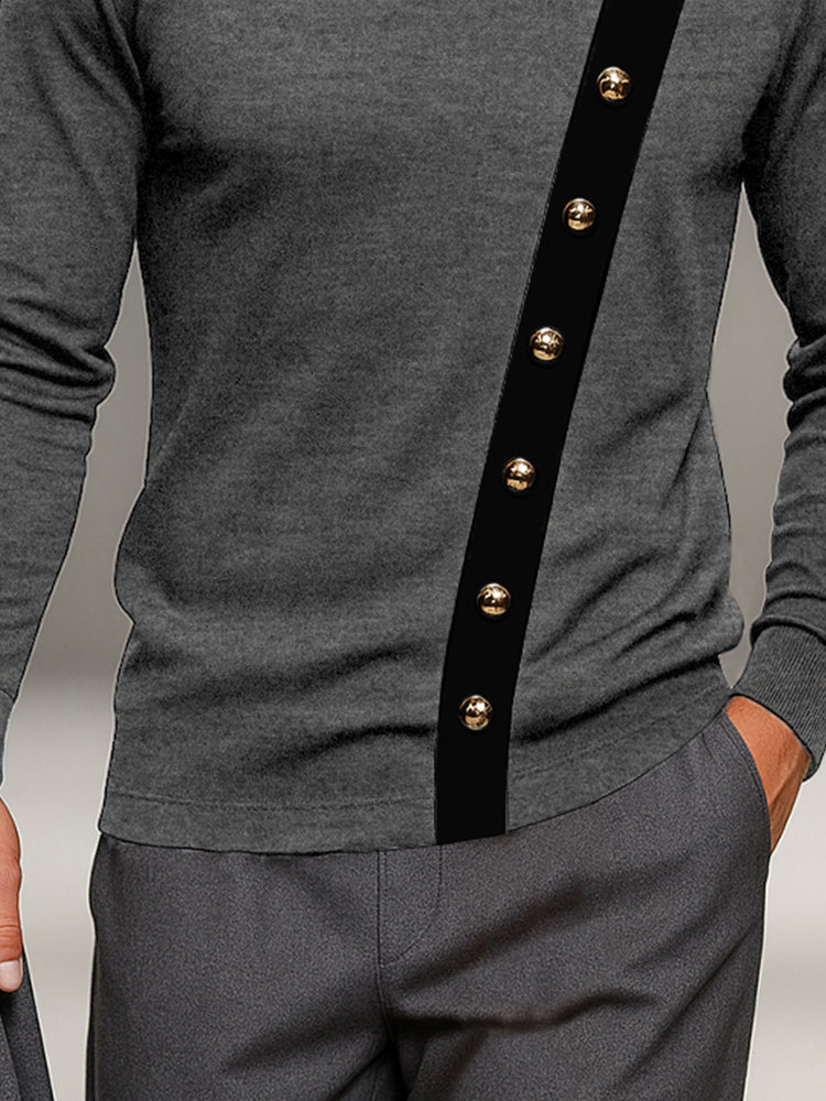 Designer Turtleneck Contrast Color Top