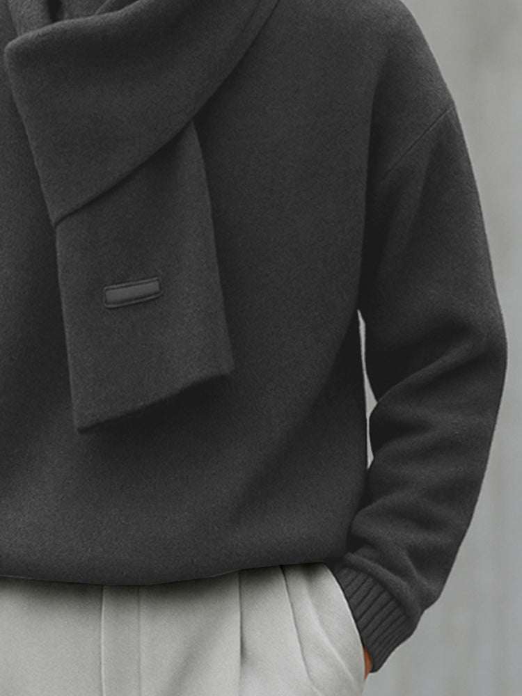 Essential Simple Knit Sweater and Scarf Set