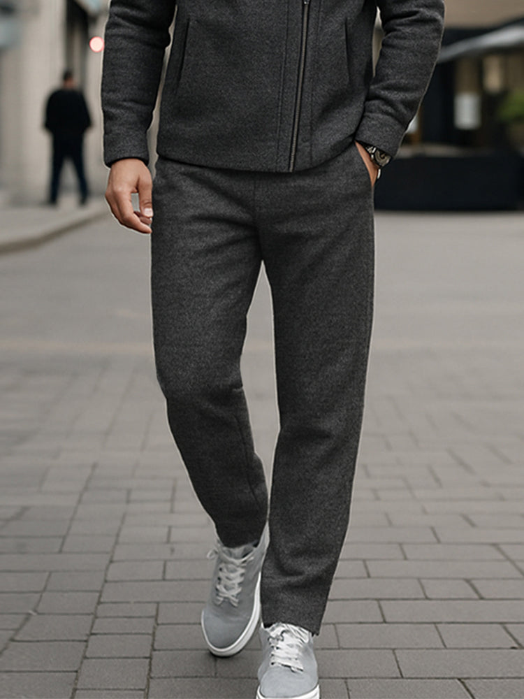 Unique Diagonal Zipper Jacket Pants Set