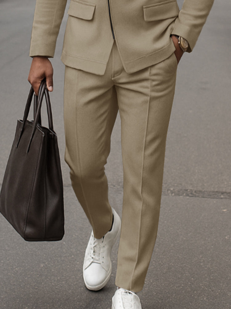 Elegant Modern Slanted Placket Suit Set
