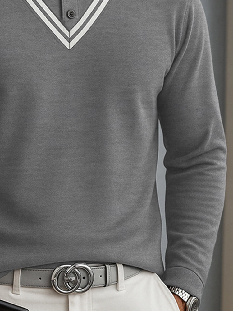 Versatile Colorblock Stripe Collar Shirt