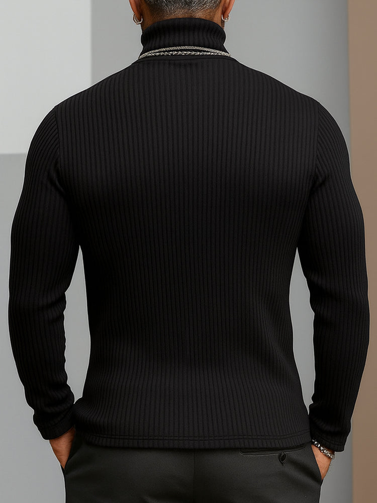 Minimalism Asymmetric Turtleneck Knit Undershirt