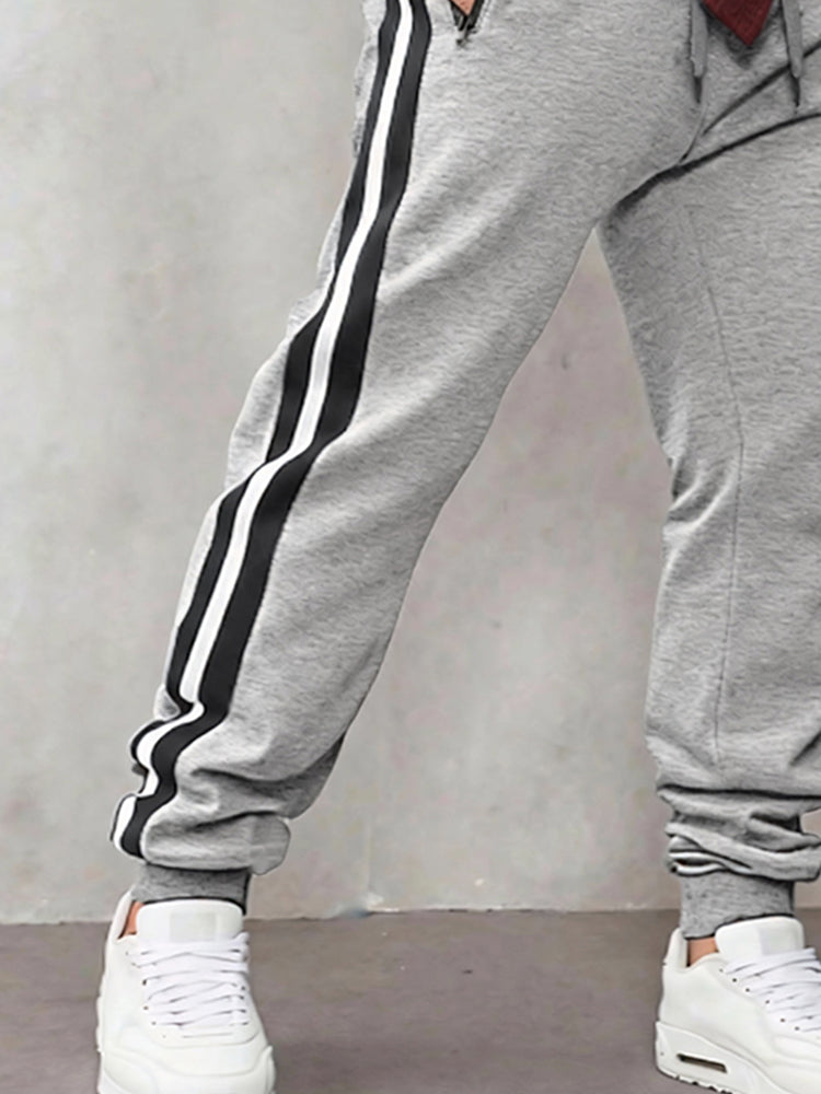 Casual Side Stripe Zip Pockets Jogger