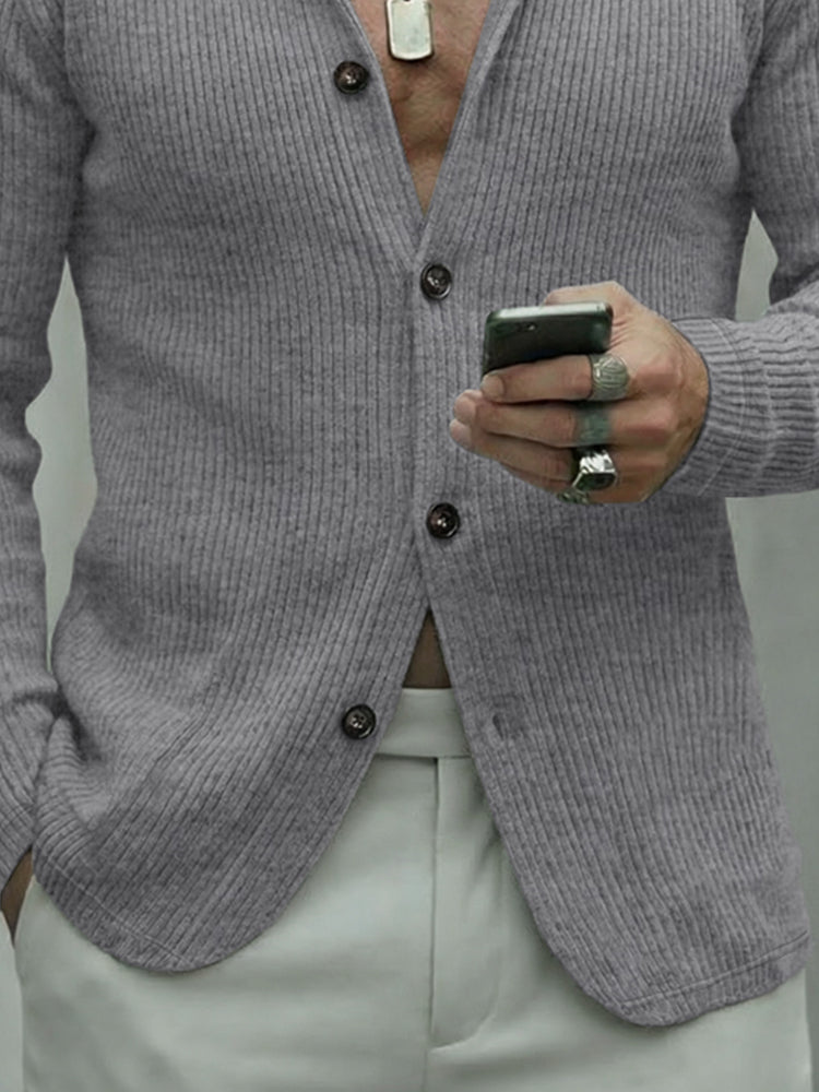 Versatile Notch Collar Knit Cardigan