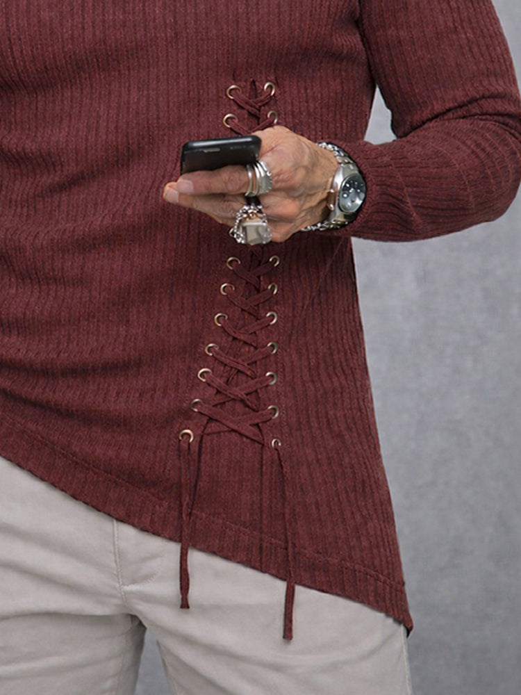 Unique Tie-Up Design Knit Undershirt