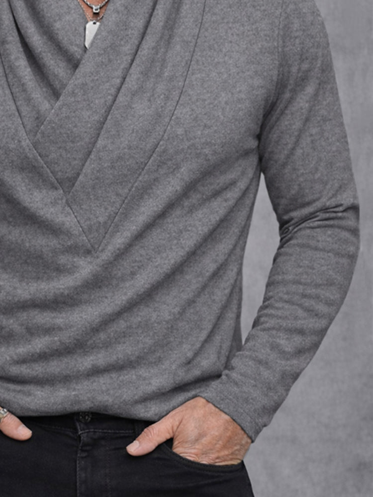 Urban Casual Crossover Neck Pullover Top