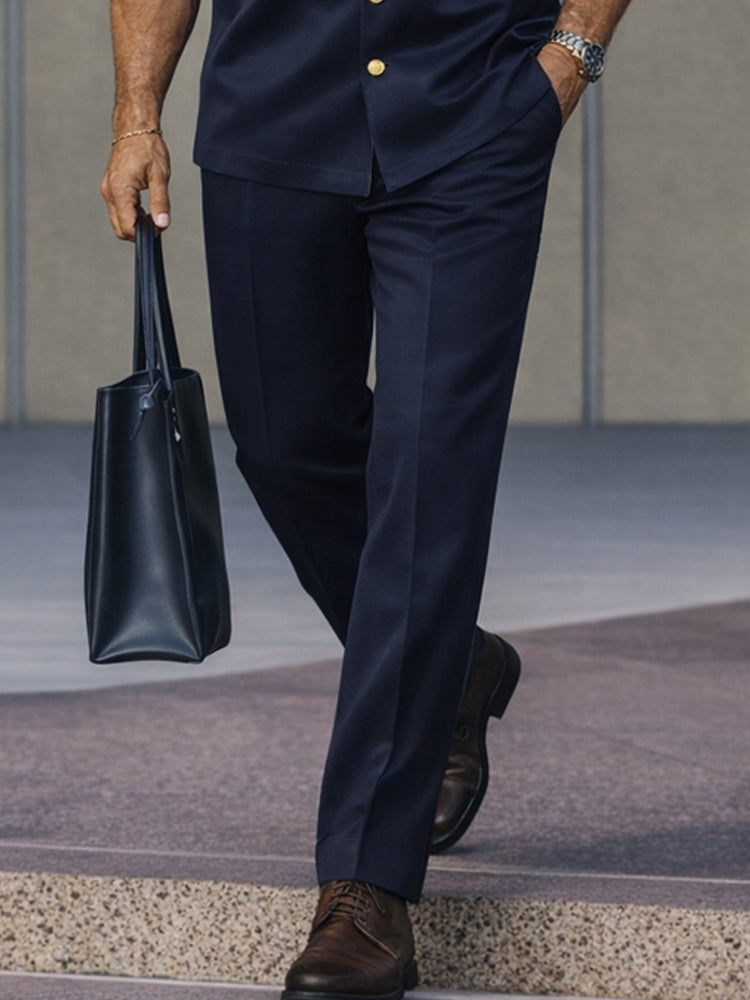 Smart Casual Contrast Collor Shirt Pants Set