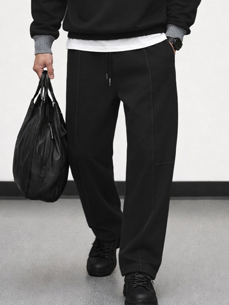 Urban Casual Contrast Ribbed Sweatshirt Set