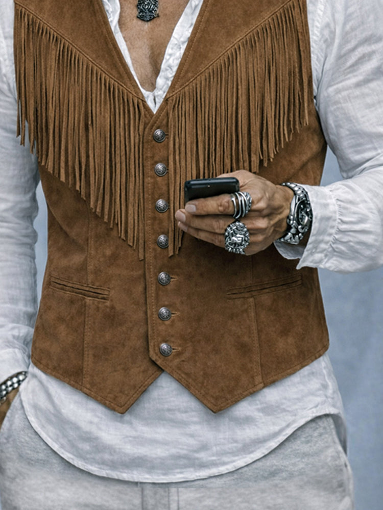 Western Cowboy Style Tassel Suede Vest