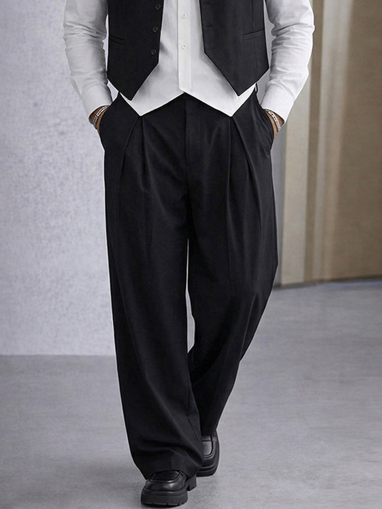 Smart Casual Fake 2-Piece Vest Shirt and Pants Set