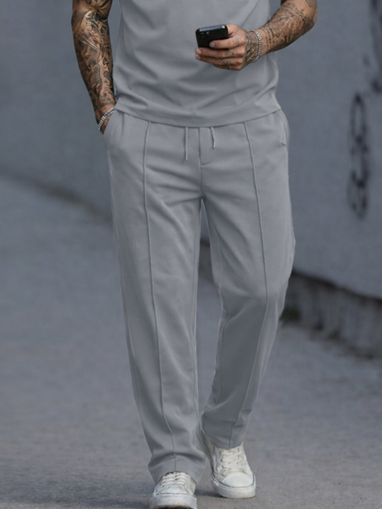 Athleisure Zip Pocket Henley T-Shirt Pants Set