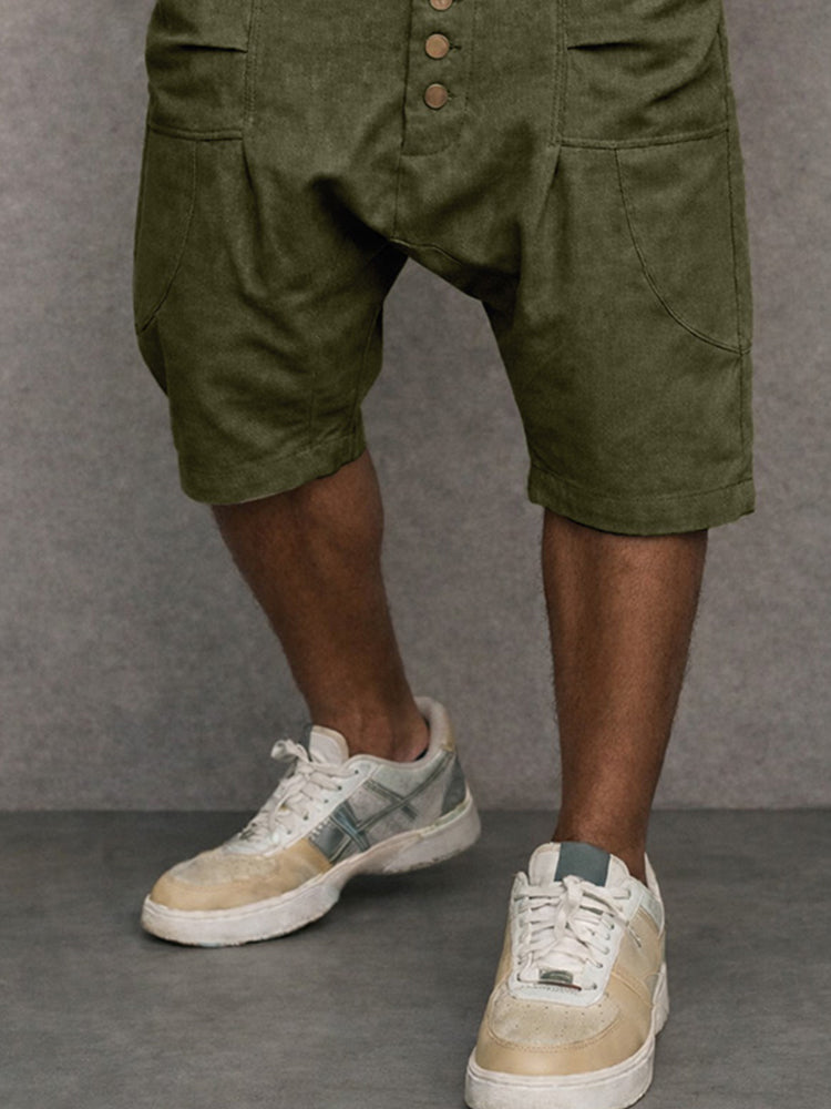 Casual 100% Cotton Drop Crotch Harem Shorts
