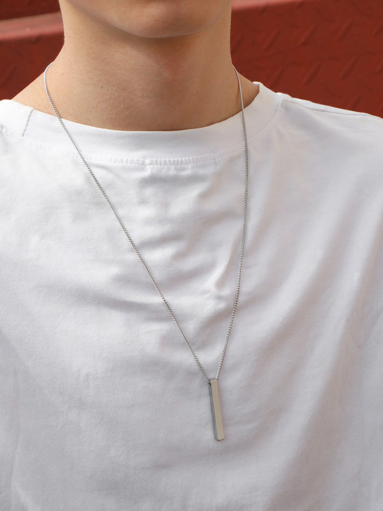 Simple Vertical Bar Pendant Necklace