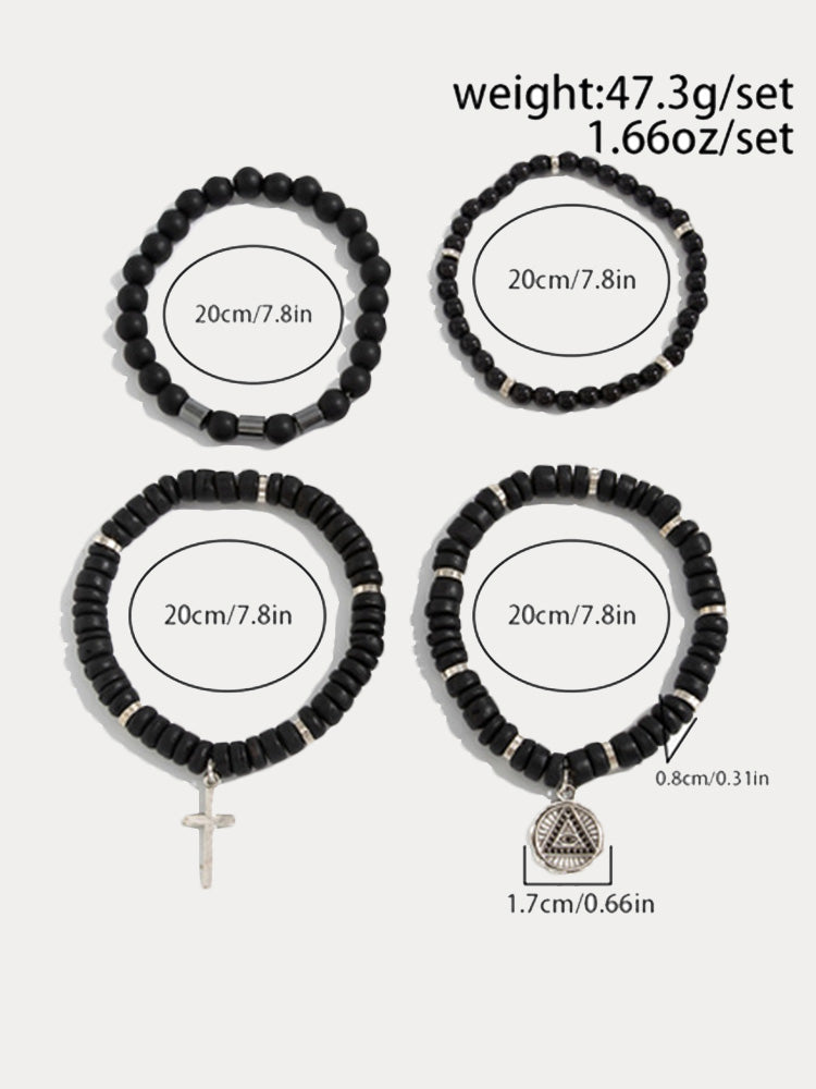 4Pcs Stackable Beaded Cross Bracelet Set