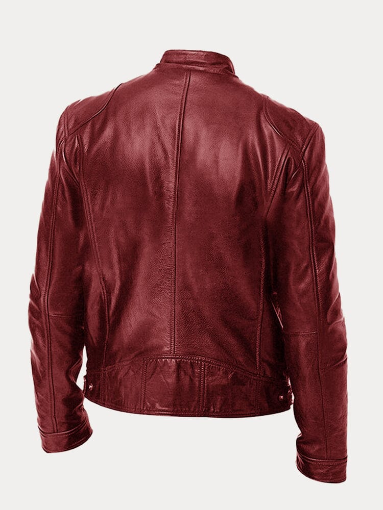 Casual Zipper Leather Biker Jacket