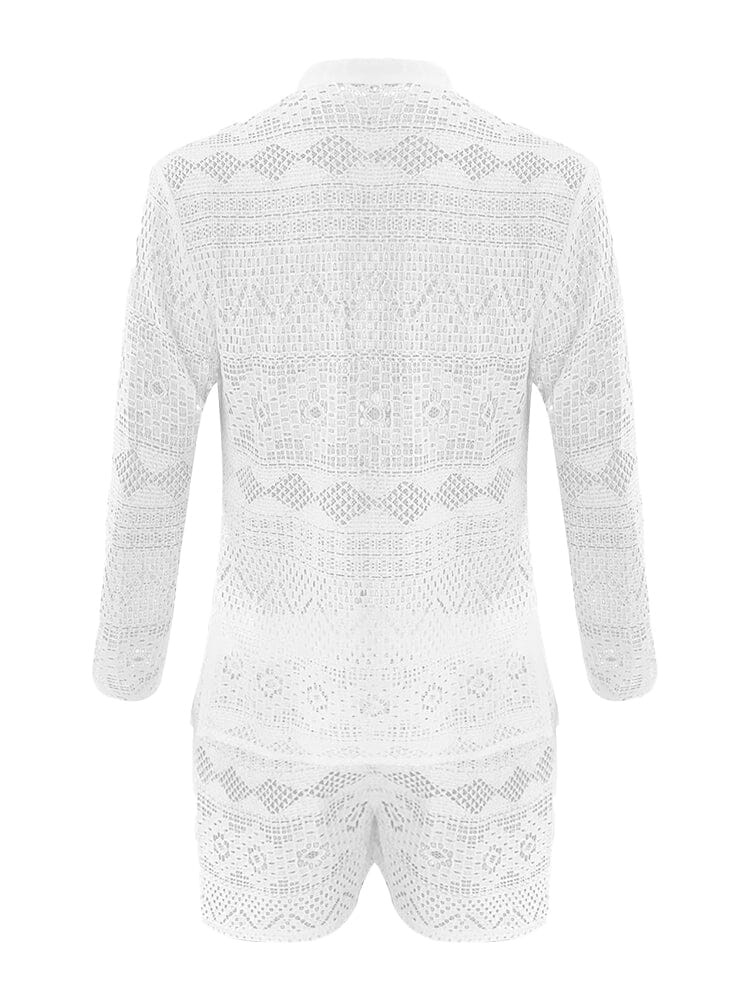 Hollow Out Lace Shirt Sets