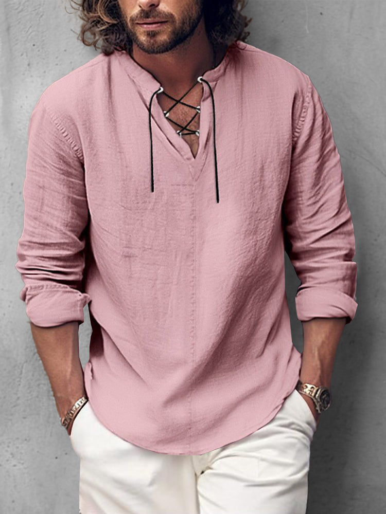 Leisure Tie Front Cotton Shirt