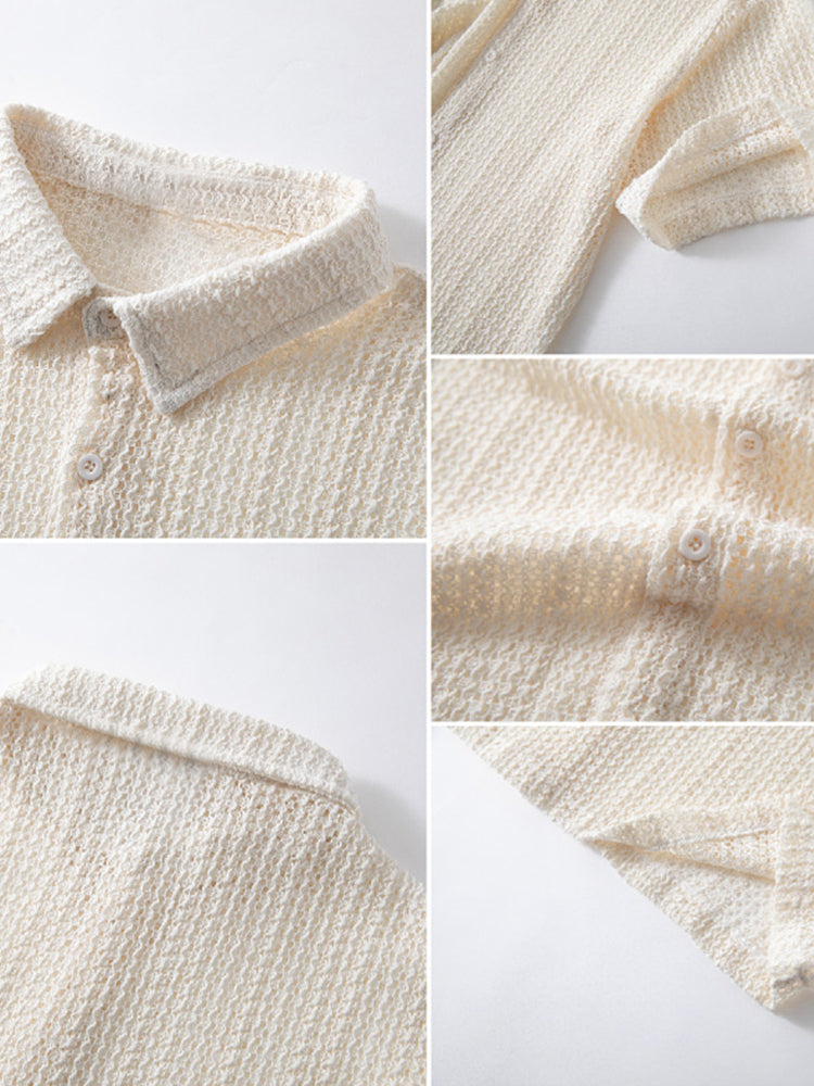Breathable Hollow Out Textured Shirt