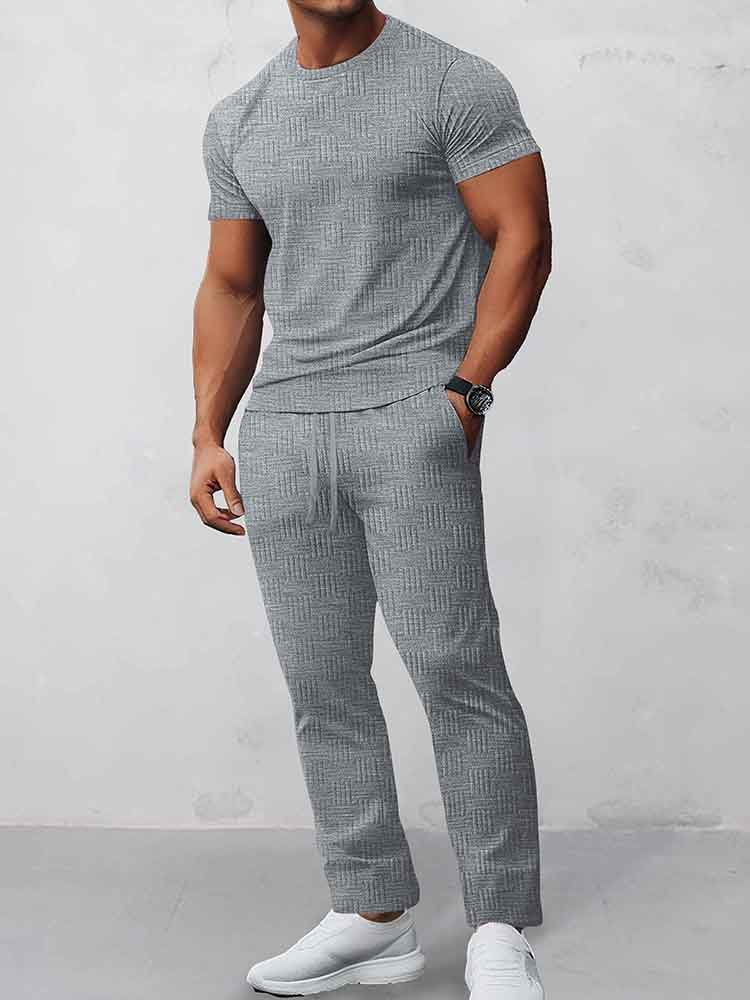Athleisure Jacquard T-Shirt Pants Set