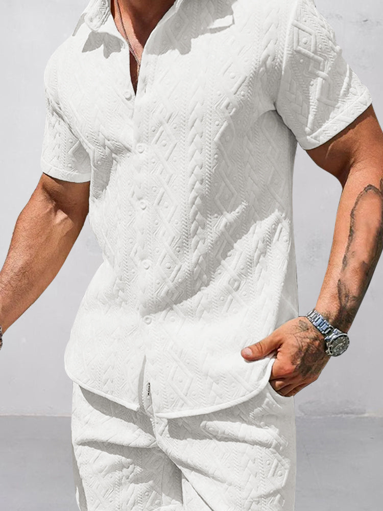 Versatile Jacquard Textured Casual Set