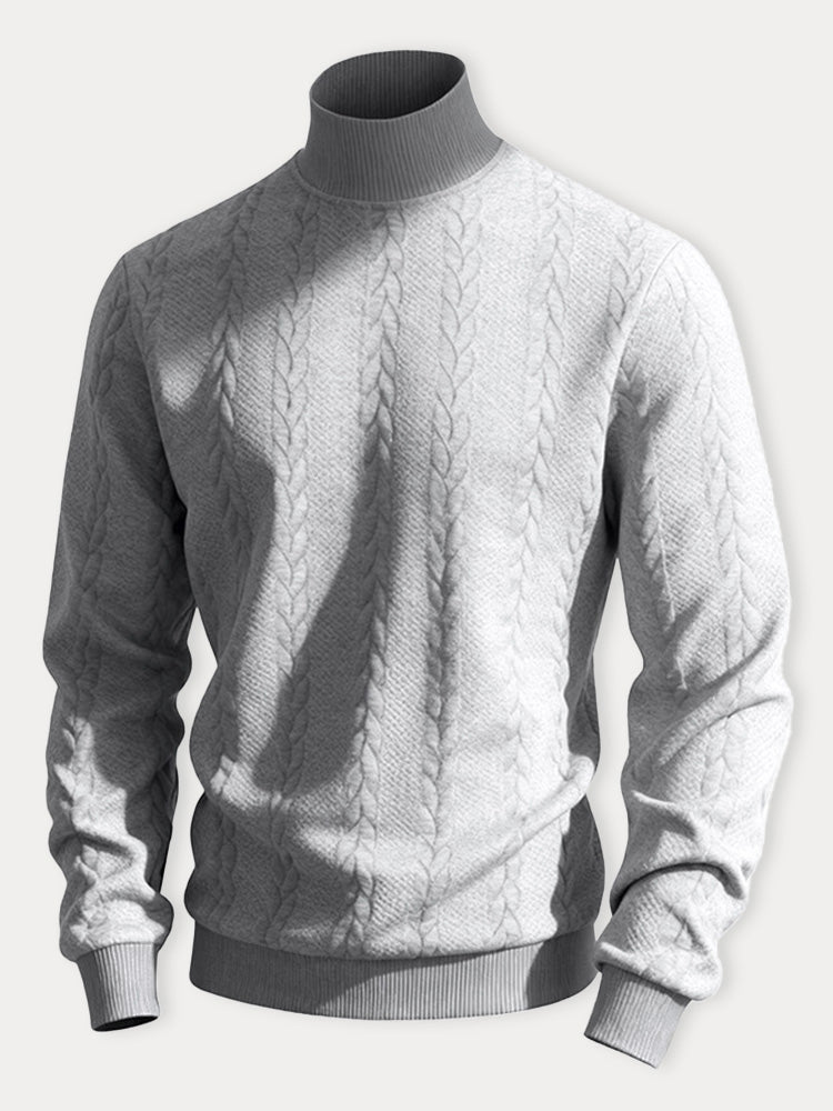 Casual High Collar Jacquard Sweatshirt