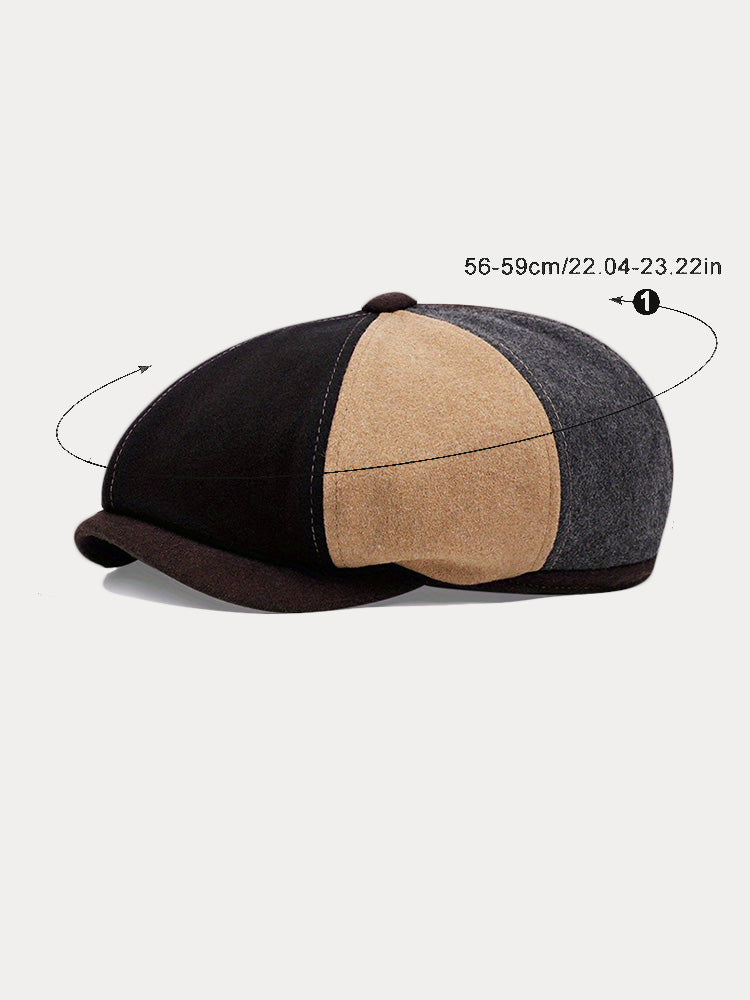 Vintage-Inspired Cotton Blend Newsboy Cap