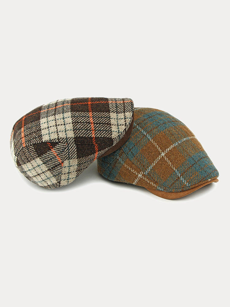 Vintage Plaid Tweed Beret Hat