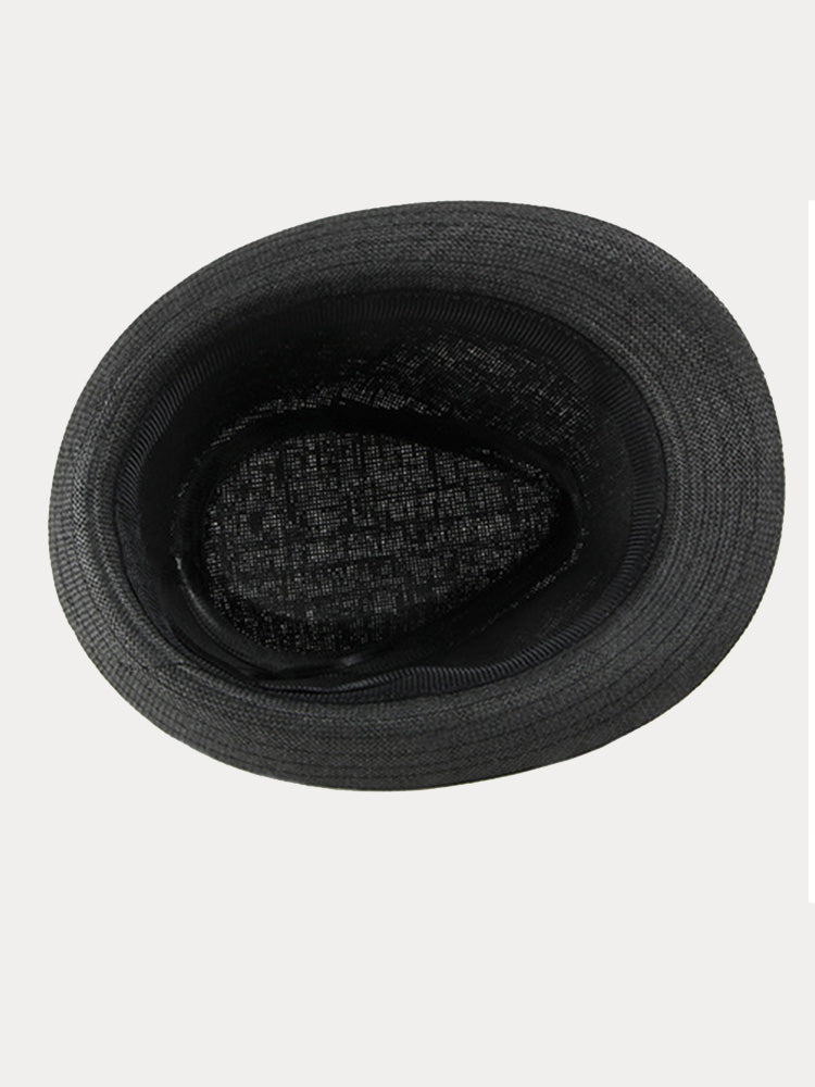 Stylish Buckled Leather Strap Fedora Hat