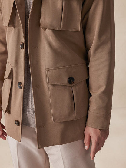 Vintage Cargo Trench Jacket with Belt