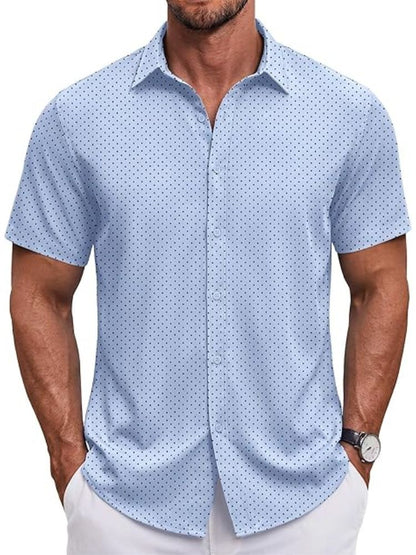 Men's Short Sleeve Casual Button-Down Shirt (US Only)