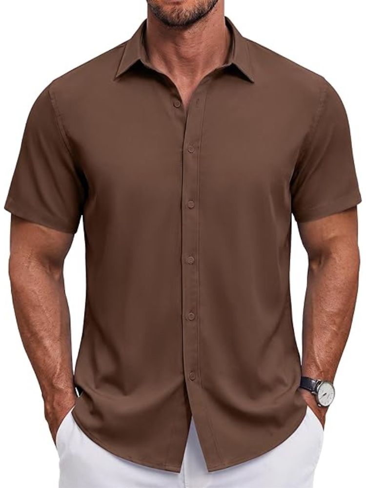 Men's Short Sleeve Casual Button-Down Shirt (US Only)